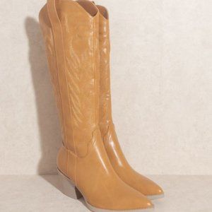 Embroidered Western Cowboy Boots Leather